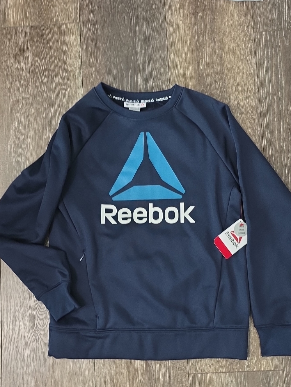 Reebok Boy’s Navy Crewneck Sweatshirt with Light Blue Logo